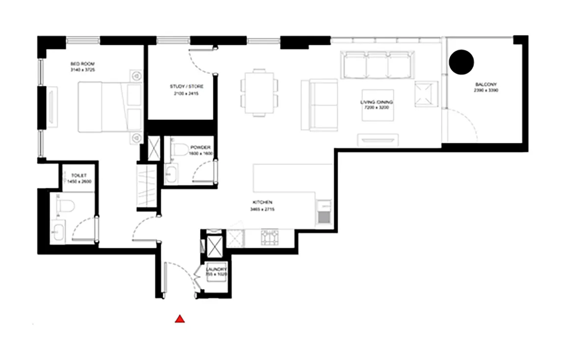 Официальная планировка 1.5BR Type B